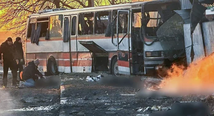 Danni provocati da un attacco con droni nella regione di Donetsk