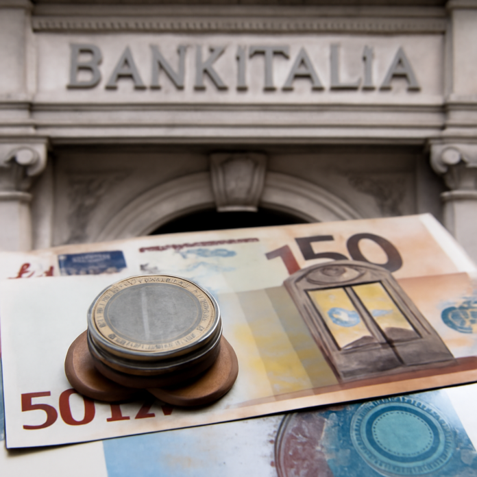 Immagine generata con intelligenza artificiale, a tema: bankitalia luglio debito calo poco miliardi