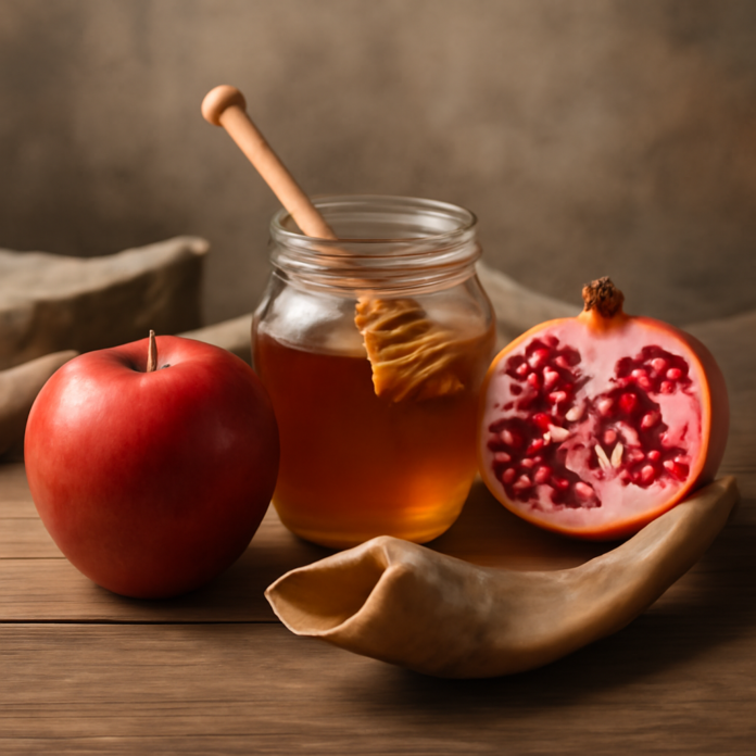 Immagine generata con intelligenza artificiale, a tema: oggetto rosh hashanah