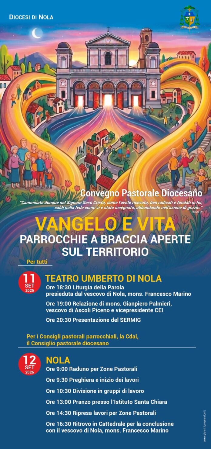 Locandina con programma e tema del Convegno pastorale diocesano a Nola settembre 2026