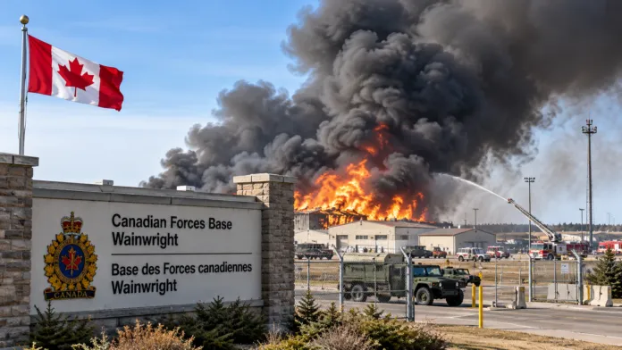 Base militare canadese di Wainwright in Alberta, teatro di un grave incendio con morti e feriti.