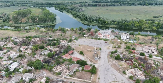 La città ucraina di Oleshky, nella regione di Kherson, interessata da una tregua umanitaria concordata tra Russia e Ucraina per consentire l'arrivo degli aiuti e l'evacuazione dei civili.