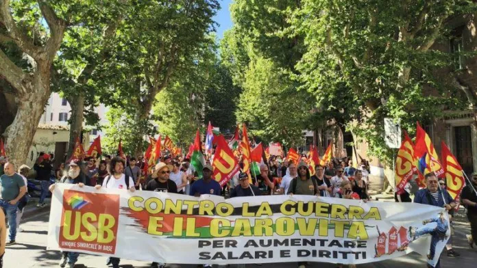 L'Usb ha promosso una giornata di sciopero e cortei contro il carovita e il riarmo, con iniziative annunciate anche nei principali porti