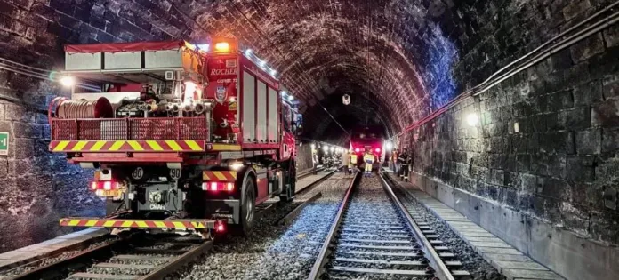 Esercitazione italo-francese nel tunnel ferroviario Torino-Modane a Frejus (foto Ministero dell'Interno)